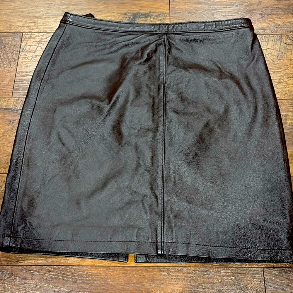 Brown Leather Mini Skirt Newport News easy style size 12